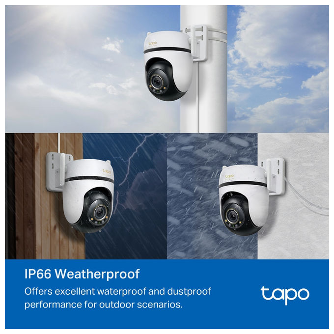 TP-Link TAPO C530WS Telecamera di Sicurezza IP Esterna con Risoluzione 3K 5MP Angolo di Visione 360° Audio Bidirezionale e Visione Notturna a Colori colore Bianco
