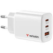 Verbatim 32353 Caricabatterie Universale con 2 Porte USB Tipo C e 1 Porta USB A Ricarica Rapida fino a 65 W Power Delivery 3.0 Quick Charge 3.0 GaN colore Bianco