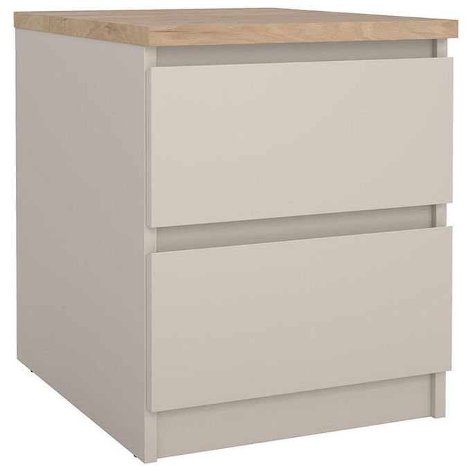 Hioshop Naia Nachtkastje 2 Cassetti Eikdecor colore Beige