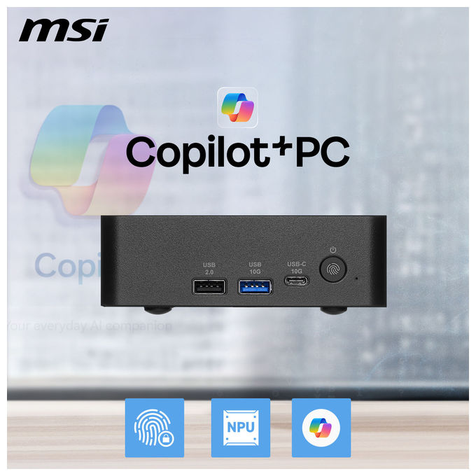 MSI 3MG-004EU Cubi NUC AI+ Mini PC Intel Core Ultra 5 322 16GB DDR5 512GB SSD Wi-Fi 7 Windows 11 Pro colore Nero