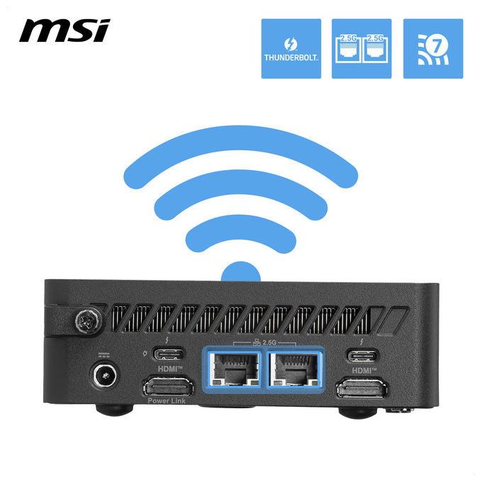 MSI 3MG-004EU Cubi NUC AI+ Mini PC Intel Core Ultra 5 322 16GB DDR5 512GB SSD Wi-Fi 7 Windows 11 Pro colore Nero