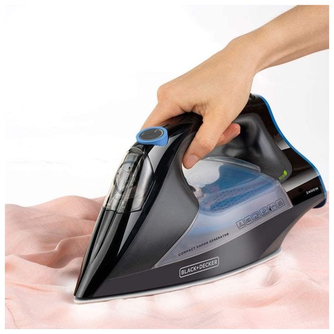 Black and Decker BXIR2401E Ferro da Stiro a Vapore Piastra in Ceramica 2400 W 45 g-min colore Nero Grigio Arancione