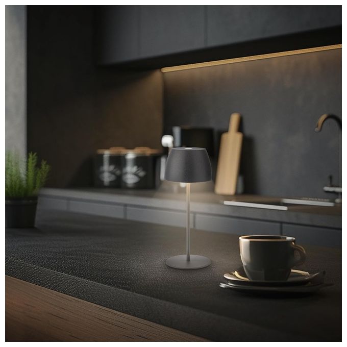 Briloner Lampada da Tavolo Led Mini Ricaricabile Antracite Dimmerabile IP44