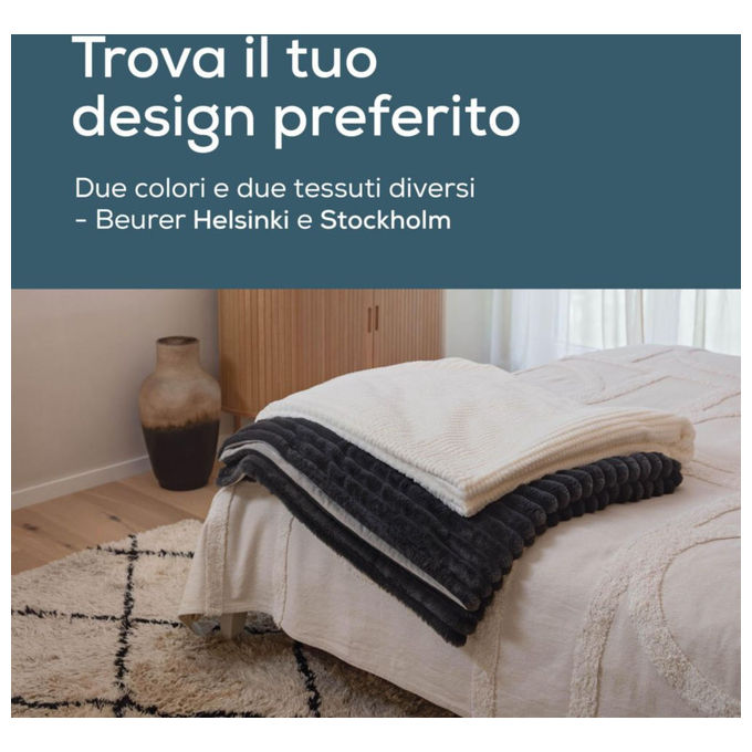 Beurer 40052 Termocoperta HD 82 Helsinki 6 livelli di temperatura spegnimento automatico dopo 3 ore materiale super morbido colore Bianco