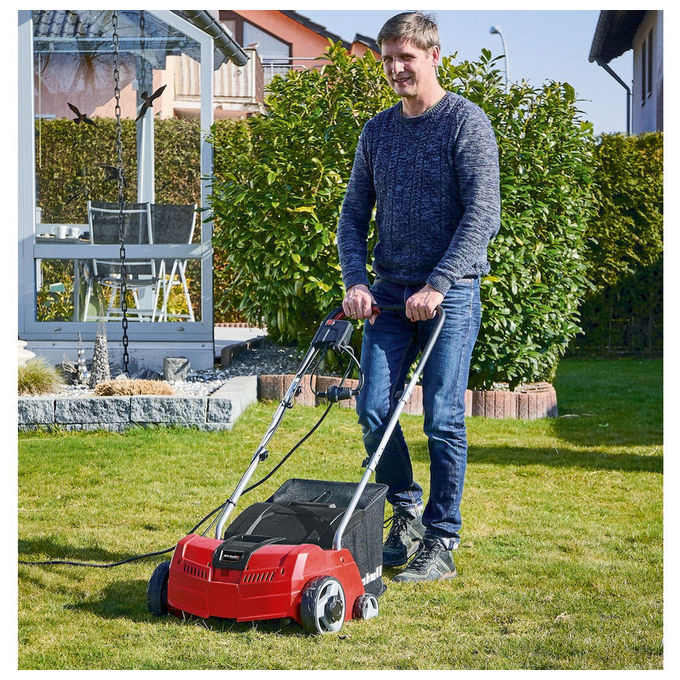 Einhell Arieggiatore Elettrico GC-SA 1231-1 sacco raccolta 28 lt, 3 regolazioni profondita' di lavoro