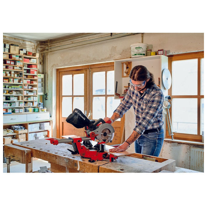 Einhell Troncatrice Radiale A Batteria Te-Sm 36-210 Li Ideale per Fai Da Te e Lavorazioni su Legno e Metalli con Batteria Non Inclusa