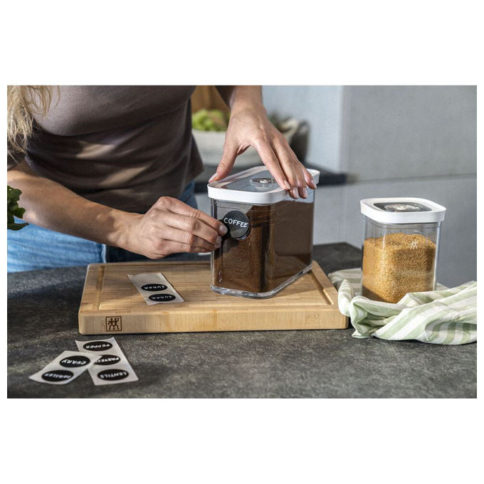 ZWILLING 1025970 FRESH and SAVE CUBE Set di avviamento per sottovuoto 5 pezzi con contenitori M 2M pompa a vuoto misurino etichette NFC colore Bianco trasparente