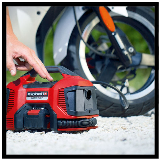 Einhell Compressore Ibrido Pressito 4020460 per Gonfiaggio Pneumatici e Materassi con Batteria e Cavo di Alimentazione