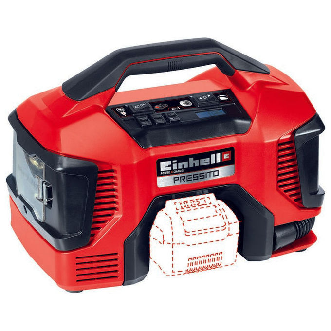 Einhell Compressore Ibrido Pressito 4020460 per Gonfiaggio Pneumatici e Materassi con Batteria e Cavo di Alimentazione