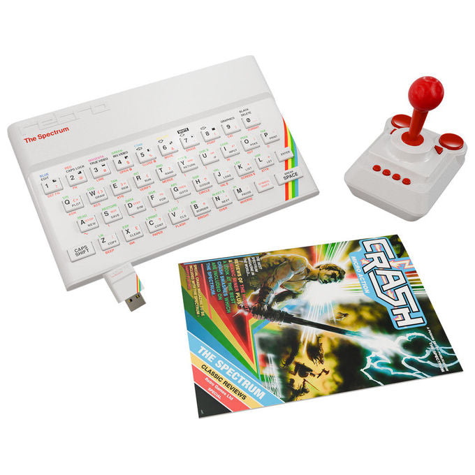 Retro Games The Spectrum White Edition, computer retrogaming, emulazione ZX Spectrum 16K 48K 128K, 48 giochi inclusi, uscita HDMI 720p, joystick e chiavetta USB