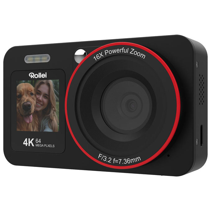 Rollei 12030 Compactline 12030 Fotocamera compatta 64 MP Doppio schermo 4K colore Nero