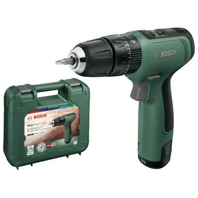Bosch 06039D3101 EasyImpact 1200 Trapano Avvitatore a Batteria 12V 1.5 Ah 2 velocita' 30 Nm con Valigetta colore Verde