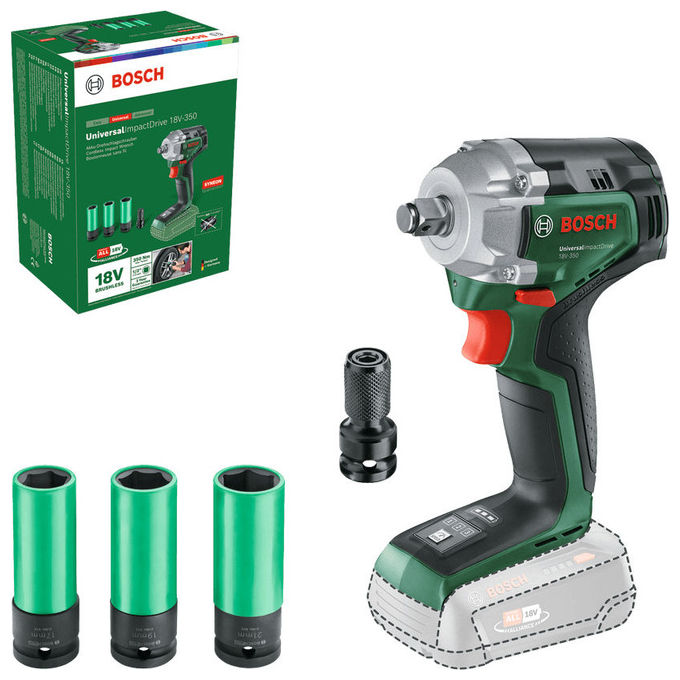 Bosch 0603980304 UniversalImpactDrive Avvitatore a impulsi a batteria 18V 350 Nm motore brushless 3 velocita' colore Nero