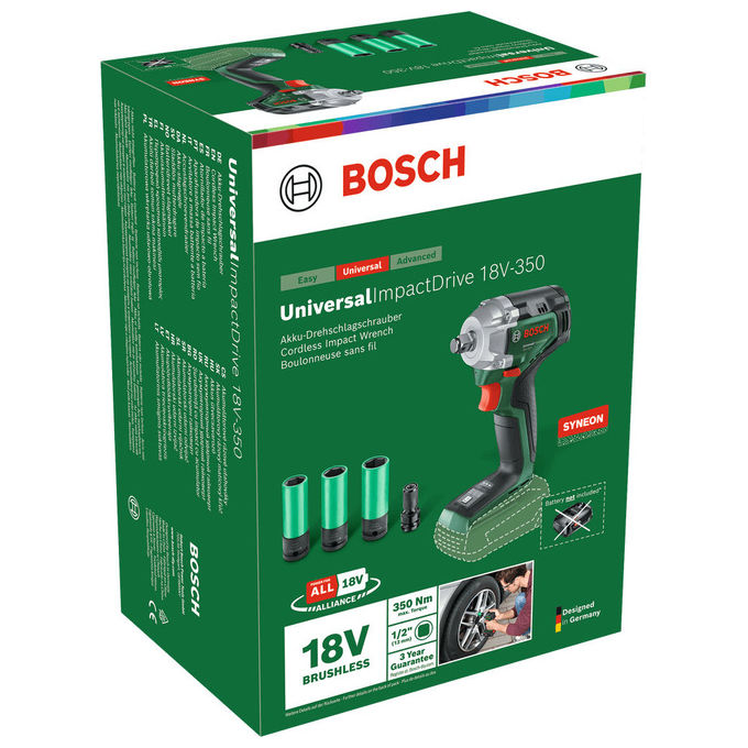 Bosch 0603980304 UniversalImpactDrive Avvitatore a impulsi a batteria 18V 350 Nm motore brushless 3 velocita' colore Nero