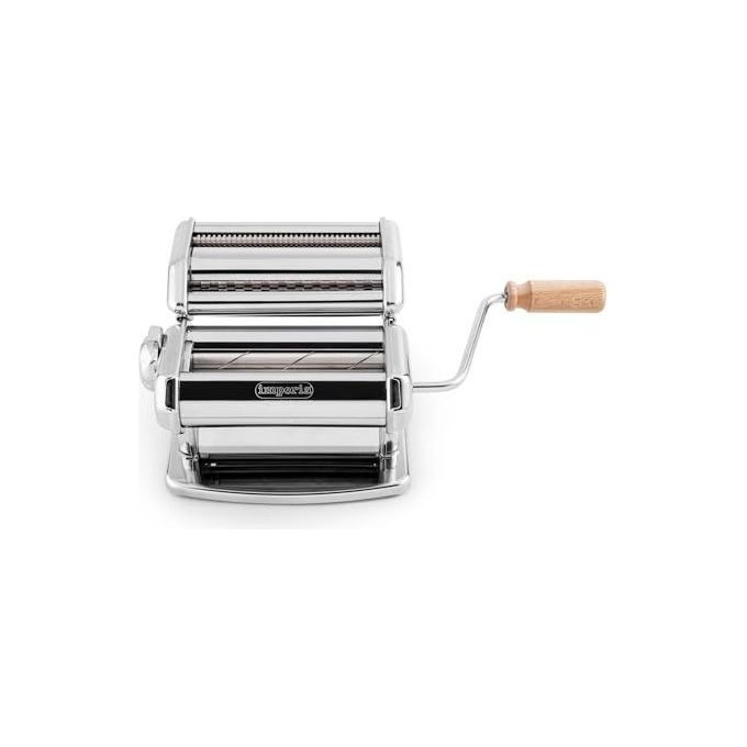Imperia 4140 iPasta Classica Macchina per Pasta Manuale Rulli Zigrinati 6 Spessori Taglierina Duplex colore Silver