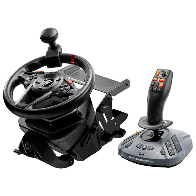 Thrustmaster T128 SimTask Farming Pack, volante con force feedback, joystick FarmStick, pedali T2PM, supporto metallico, PS5 e PC, nero