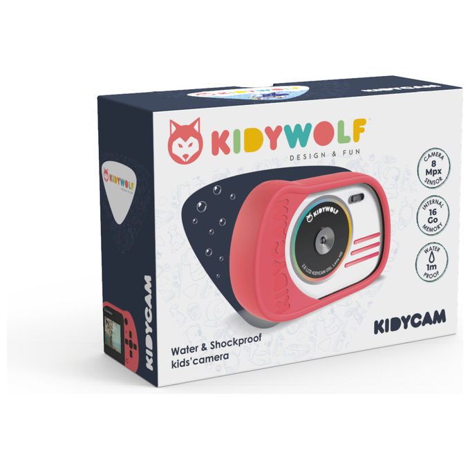 KIDYWOLF 418042 KIDYCAM Macchina fotografica digitale per bambini 8 MP 1080p Schermo 2'' Impermeabile colore Rosa