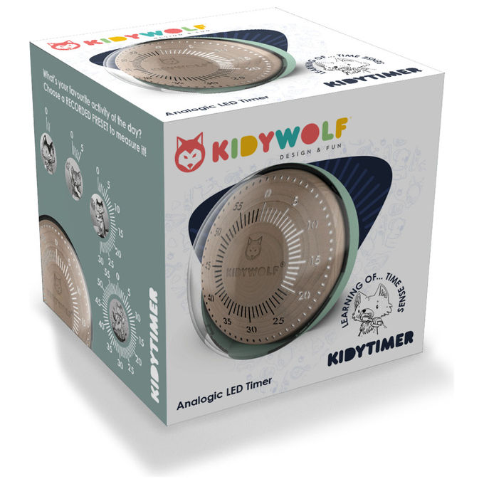 KIDYWOLF 418069 KIDYTIMER Cronometro per la Gestione del Tempo fino a 60 minuti con Preimpostazioni e Allarme Sonoro colore Verde
