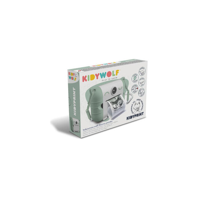 KIDYWOLF KIDYPRINTPAR Fotocamera Istantanea con Stampa Termica Integrata 8 MP 21 Effetti Filtro Schermo 2,4'' colore Verde
