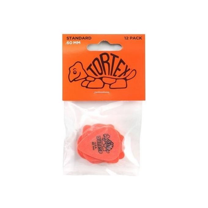 Dunlop 418P060 Tortex Standard Plettri per Chitarra 0.60 mm Confezione da 12 colore Arancione