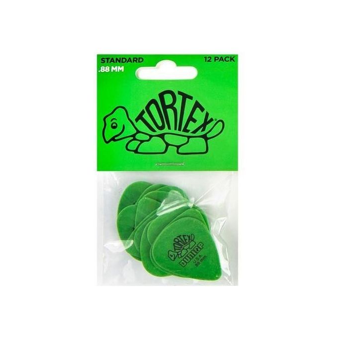 Dunlop 418P.88 Tortex Standard Plettri Confezione da 12 Pezzi 0.88 mm colore Verde