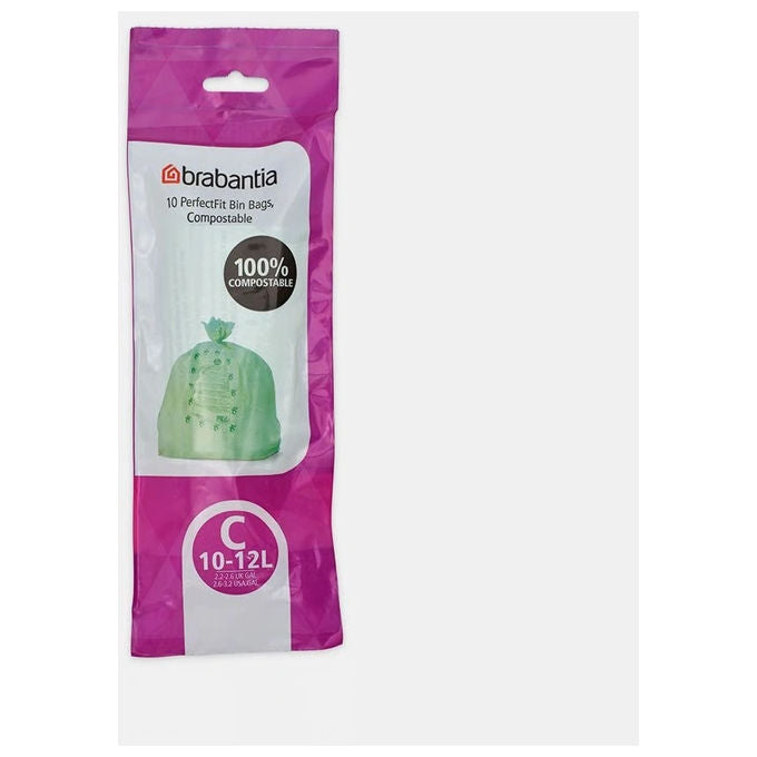 Brabantia PerfectFit Sacchetti Compostabili Tipo C 10-12 Litri 10 Pezzi