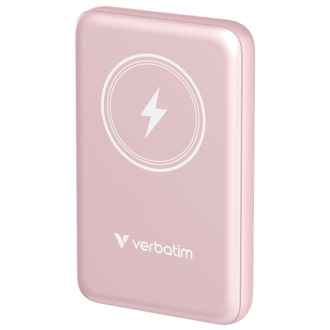 Verbatim 32267 Charge 'n' Go Power Bank 10000 mAh Ricarica Wireless Magnetica USB-C PD 20 W colore Rosa