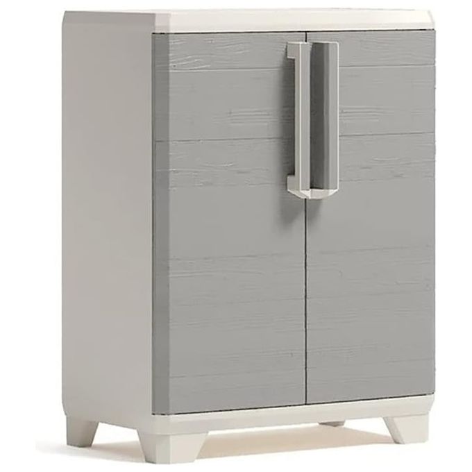 Keter KTR-0002 Linear Wood Armadio basso esterno interno 1 ripiano regolabile 15 Kg 68x39x90 cm colore Grigio Tortora