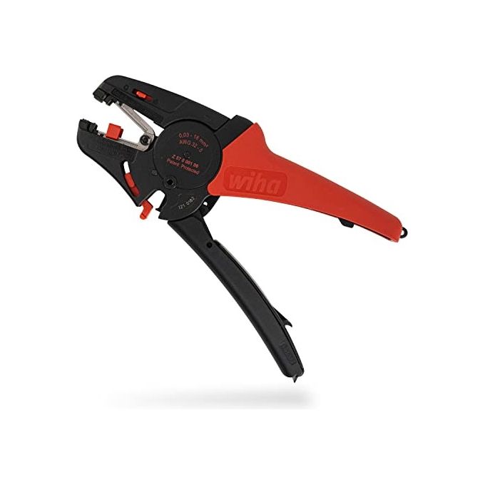 Wiha Z57000106SB Pinza spelafili automatica 0.03 - 16 mm² con ammortizzatore e lama di ricambio integrata colore Nero-Rosso