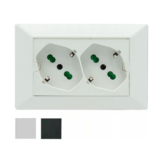 Fme Frutto Doppio Presa SK 10 16a Nero Opera