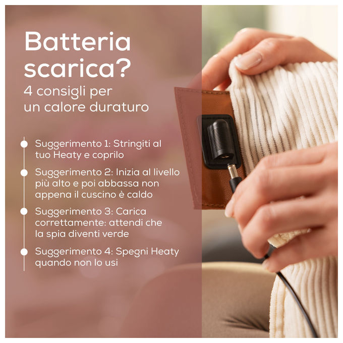 Beurer HK77 Heaty Termoforo a Batteria 45x45 cm 3 Livelli di Temperatura Autonomia 8h colore Rosa
