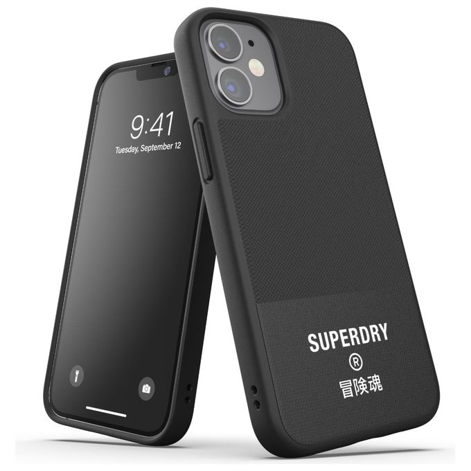 Superdry 42584 Canvas Cover per iPhone 12 Mini TPU protezione cadute 1.5m colore Nero