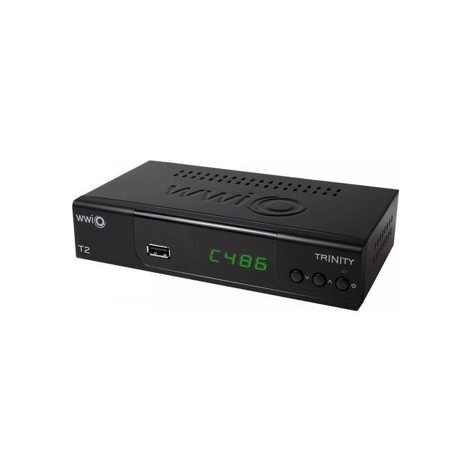 WWIO TRINITY T2 Basic Decoder Digitale Terrestre DVB-T2 HEVC 10 Bit colore Nero