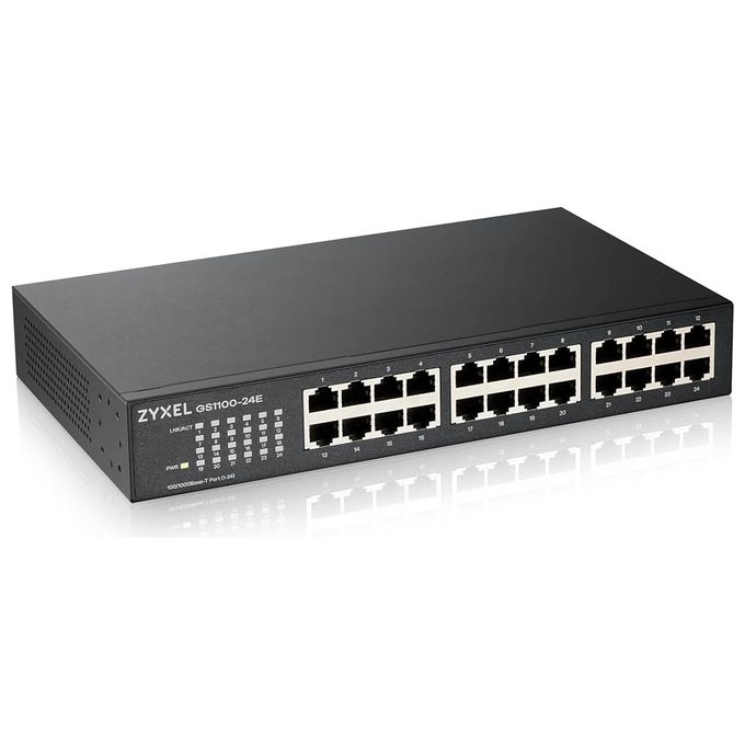 Zyxel GS1100-24ES-EU0101F Switch Unmanaged 24 Porte Gigabit DIP Switch Design Senza Ventole colore Nero