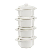 Staub 40508-161-0 Set di Mini Cocotte in Ceramica 4 Pezzi Capacita' 200 ml Diametro 10 cm Adatto a Forno Microonde e Lavastoviglie colore Avorio