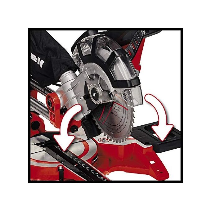 Einhell 4300390 TC-SM 2131-1 Dual Troncatrice Radiale a Trazione 1800 W 4900 min-1 lama 210 mm metallo duro laser integrato
