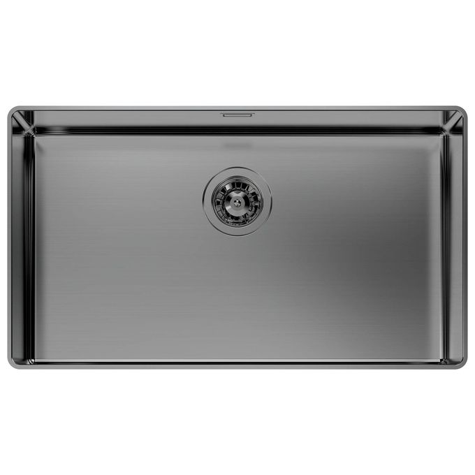 Foster 4157016 Phantom Edge Lavello 1 vasca Acciaio Inossidabile AISI304 AISI316 PVD Gun Metal con Bordo Zero Edge per Installazione Sottopiano (75.2x75.2x19 cm) colore Gun Metal