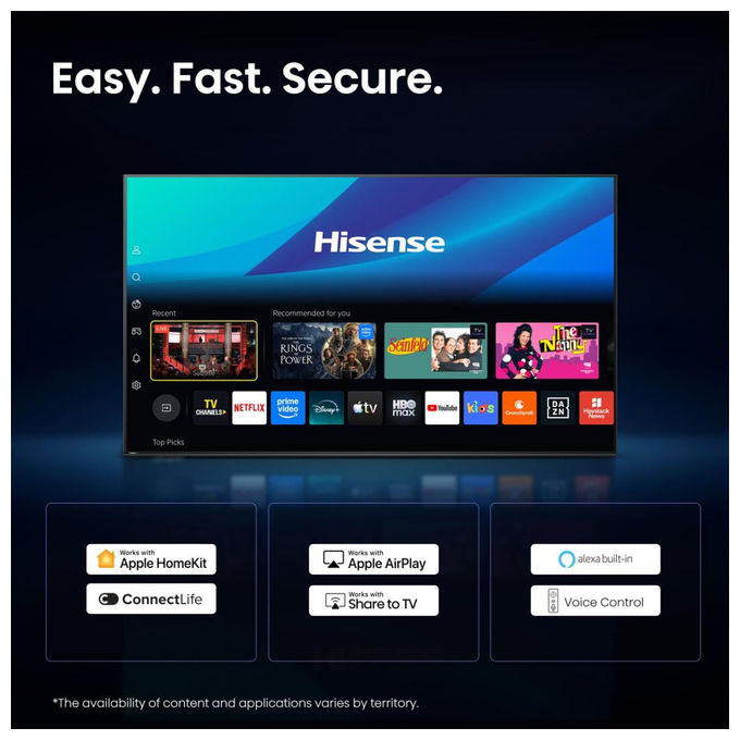 Hisense 43A6S Smart TV 43'' 4K Ultra HD QLED VIDAA Dolby Vision Wi-Fi colore Nero