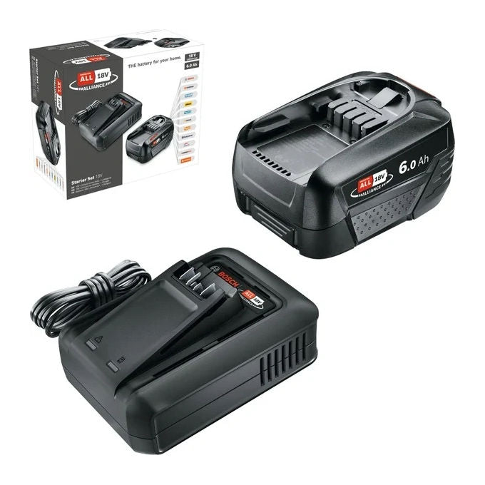 Bosch 1600A032A8 Set di avviamento 18V 1x batteria 6,0Ah e caricabatterie AL 18V-44 tempo di ricarica 87 min colore Nero