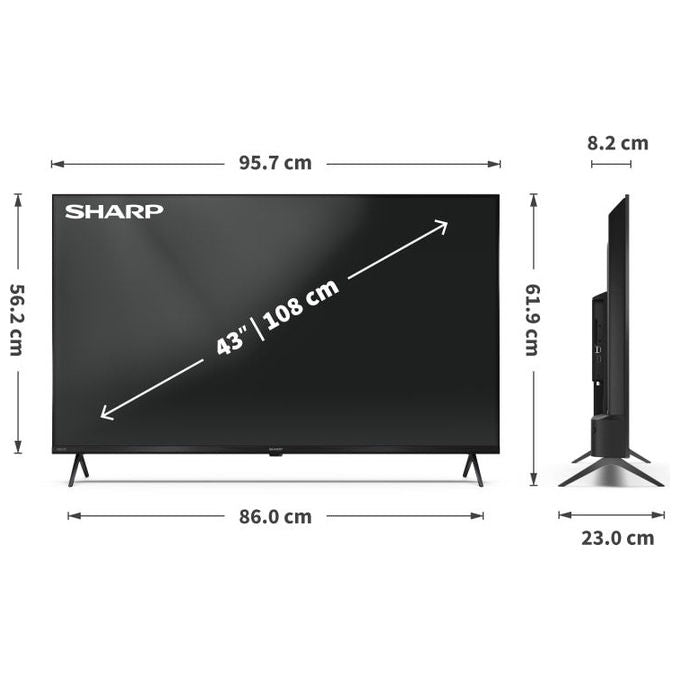 Sharp, TV 43 pollici UHD 4K Google TV, Smart TV, Nero