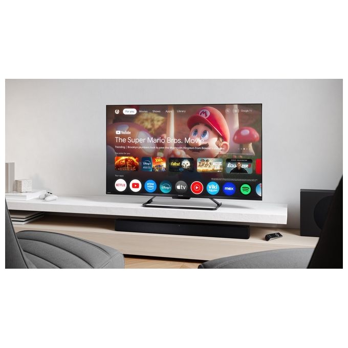 Sharp 43HR7265E TV QLED 4K UHD 43'' Google TV 144Hz Dolby Vision IQ Dolby Atmos DTS:X HDMI eARC VRR colore Nero