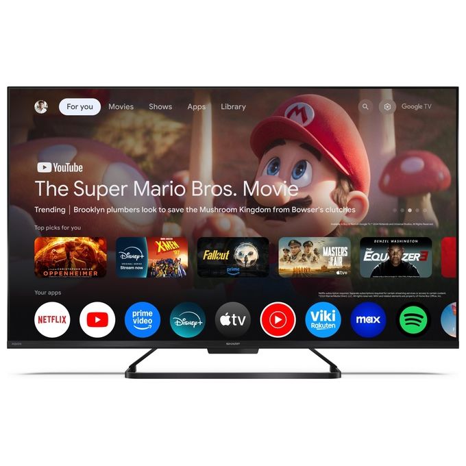 Sharp 43HR7265E TV QLED 4K UHD 43'' Google TV 144Hz Dolby Vision IQ Dolby Atmos DTS:X HDMI eARC VRR colore Nero