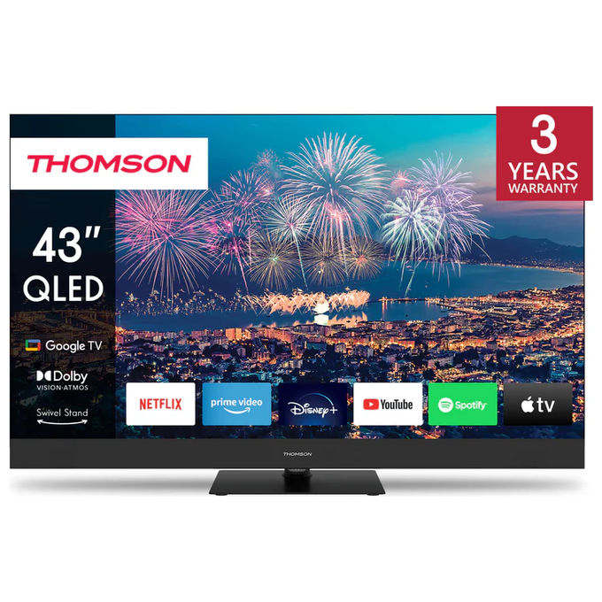 Thomson, Tv Qled 4K Ultra HD 65 Pollici, Smart Tv Google Tv, Nero