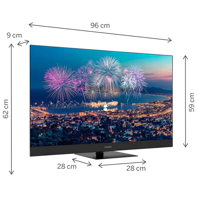 Thomson, Tv Qled 4K Ultra HD 65 Pollici, Smart Tv Google Tv, Nero