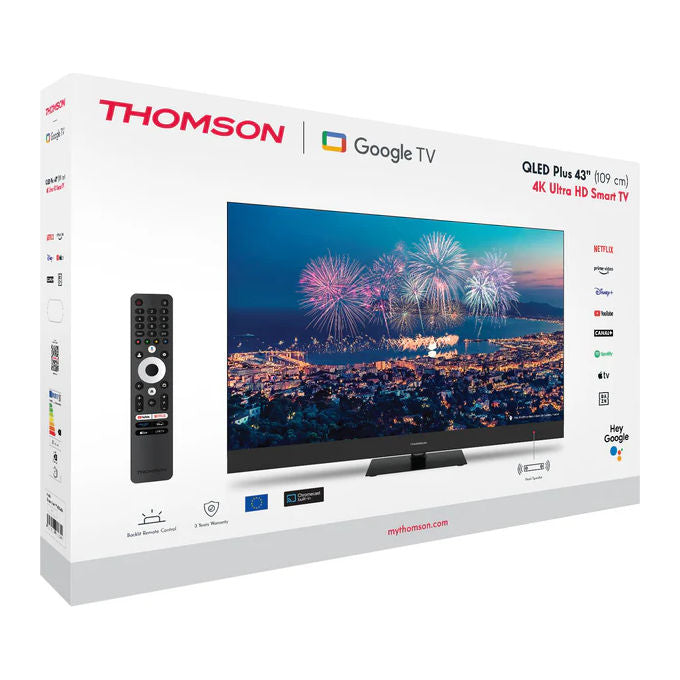 Thomson, Tv Qled 4K Ultra HD 65 Pollici, Smart Tv Google Tv, Nero