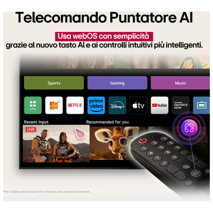 LG 43QNED70A6A QNED70 Smart TV QNED 4K 43'' α7 Gen8 HDR10 Game Optimizer WebOS 25 colore Nero