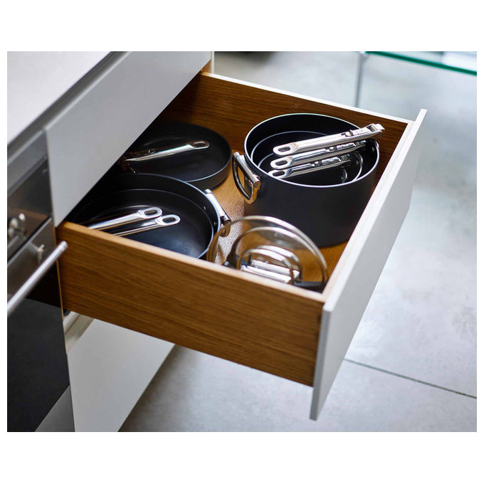 Joseph Joseph SPACE2301 Casseruola 1.3 L con Coperchio in Vetro Temperato e Manico Pieghevole in Acciaio Inox Tecnologia SwingLock colore Blu