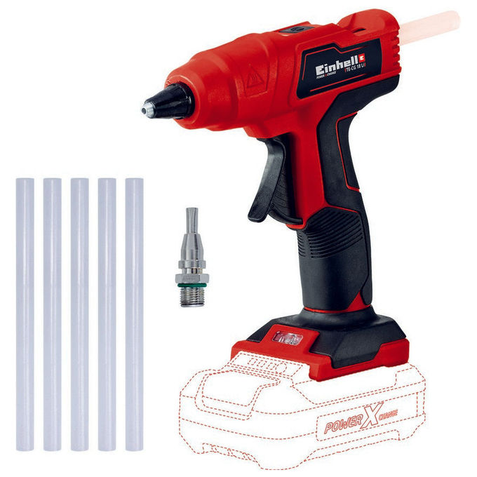 Einhell Pistola Colla A Caldo A Batteria Te-Cg 18 Li (Batteria Non Inclusa)