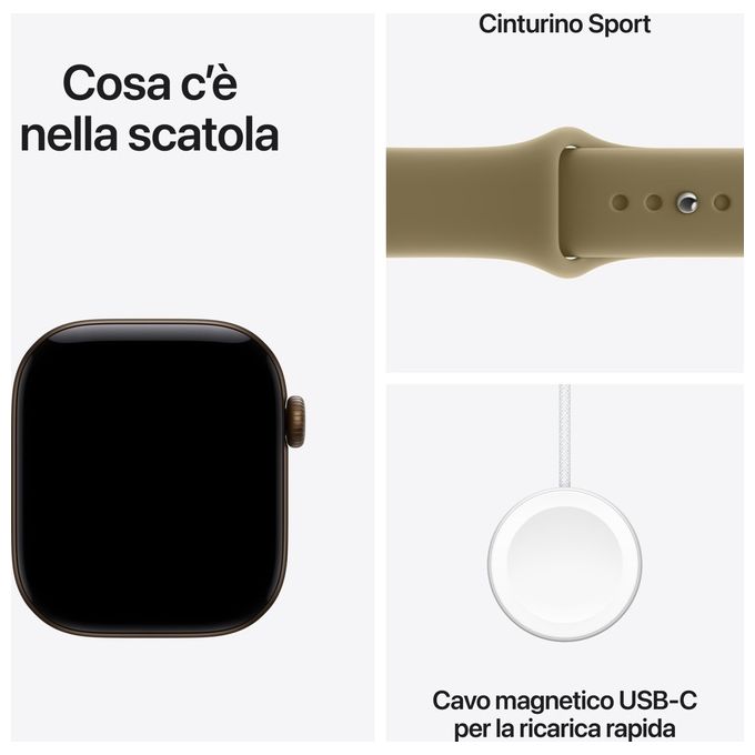 Apple MJG44QL-A Apple Watch Series 12 GPS + Cellular Cassa 42 mm in Alluminio con Cinturino Sport Oliva colore Bronzo Scuro