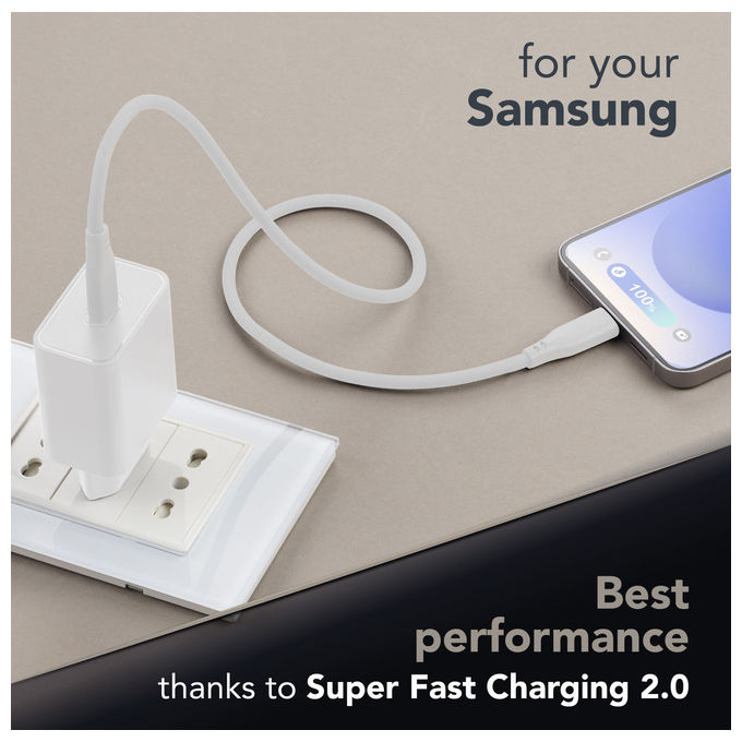 Cellularline, Caricabatterie Super Fast Charger PD 45W, USB-C, Bianco